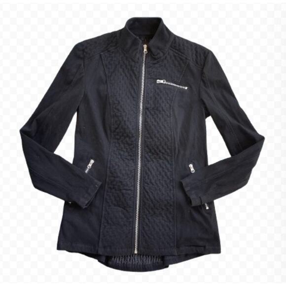 Liverpool Los Angeles Black Quilted Moto Jacket - Size S - Picture 1 of 9